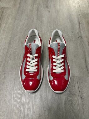 Prada Men’s Patent Leather and Technical Fabric America's Cup Sneakers Sz 7